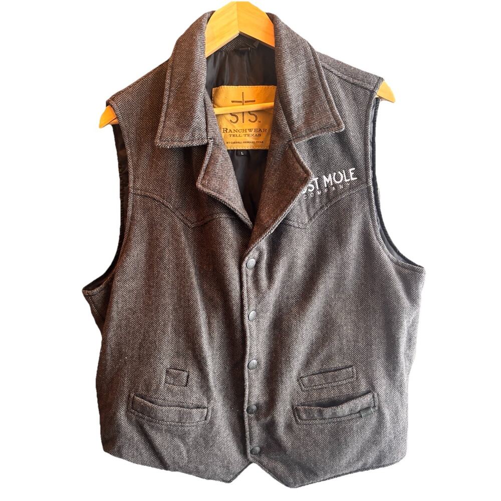 STS Ranchwear Brown Wool Vest The Gambler Sz Lg Lost Mule Company